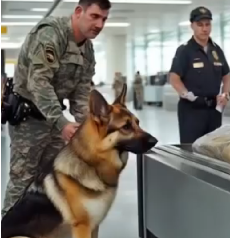 The police dog, seeing this bag at the airport, began to whine and look at the border guard